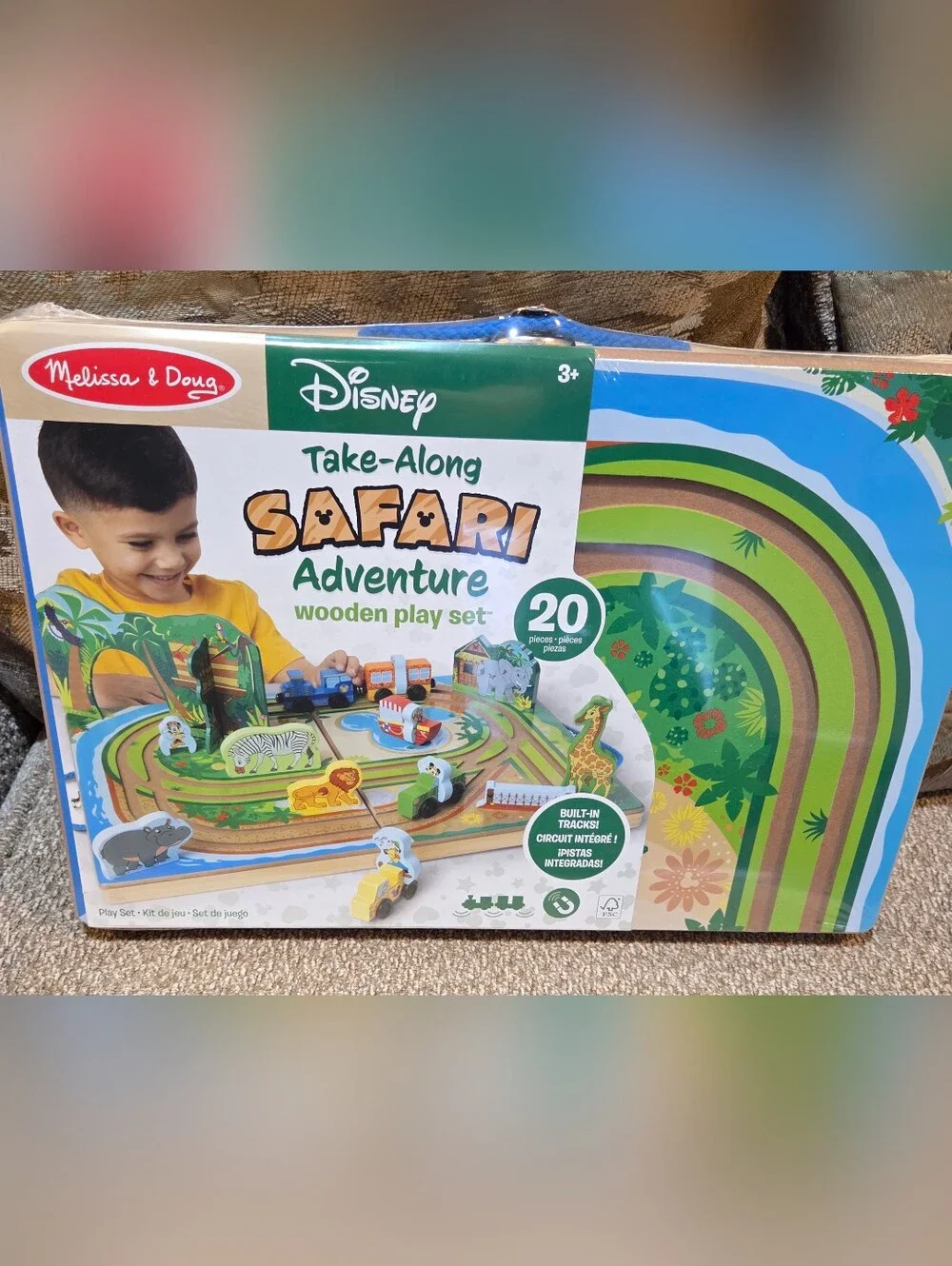 Brand New Disney Safari Take-Along Wooden Play Set - Green, Blue, Brown